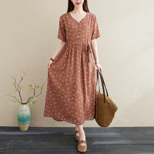 New Style Loose Western Style Floral Dress