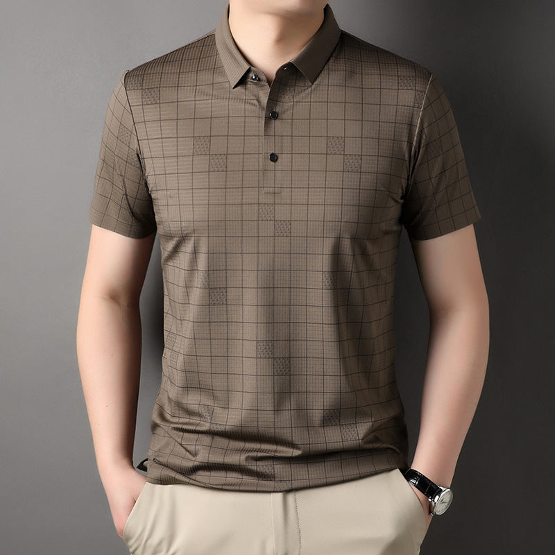 Men's Mercerized Cotton Fashion T-shirt Clothing For Middle-aged Dad Ice Silk Men's Clothing