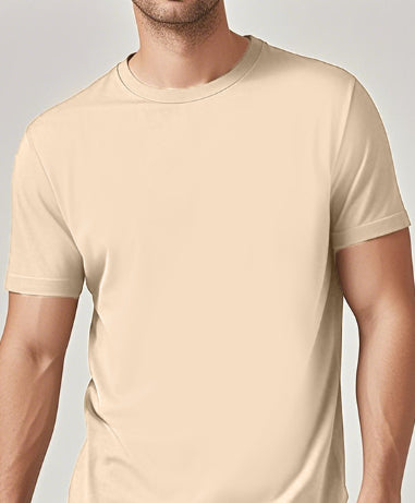 Solid-color Casual Short-sleeve Crew-neck T-shirt For Spring