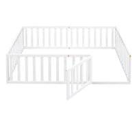 Full Size Wood Daybed Frame With Fence, White