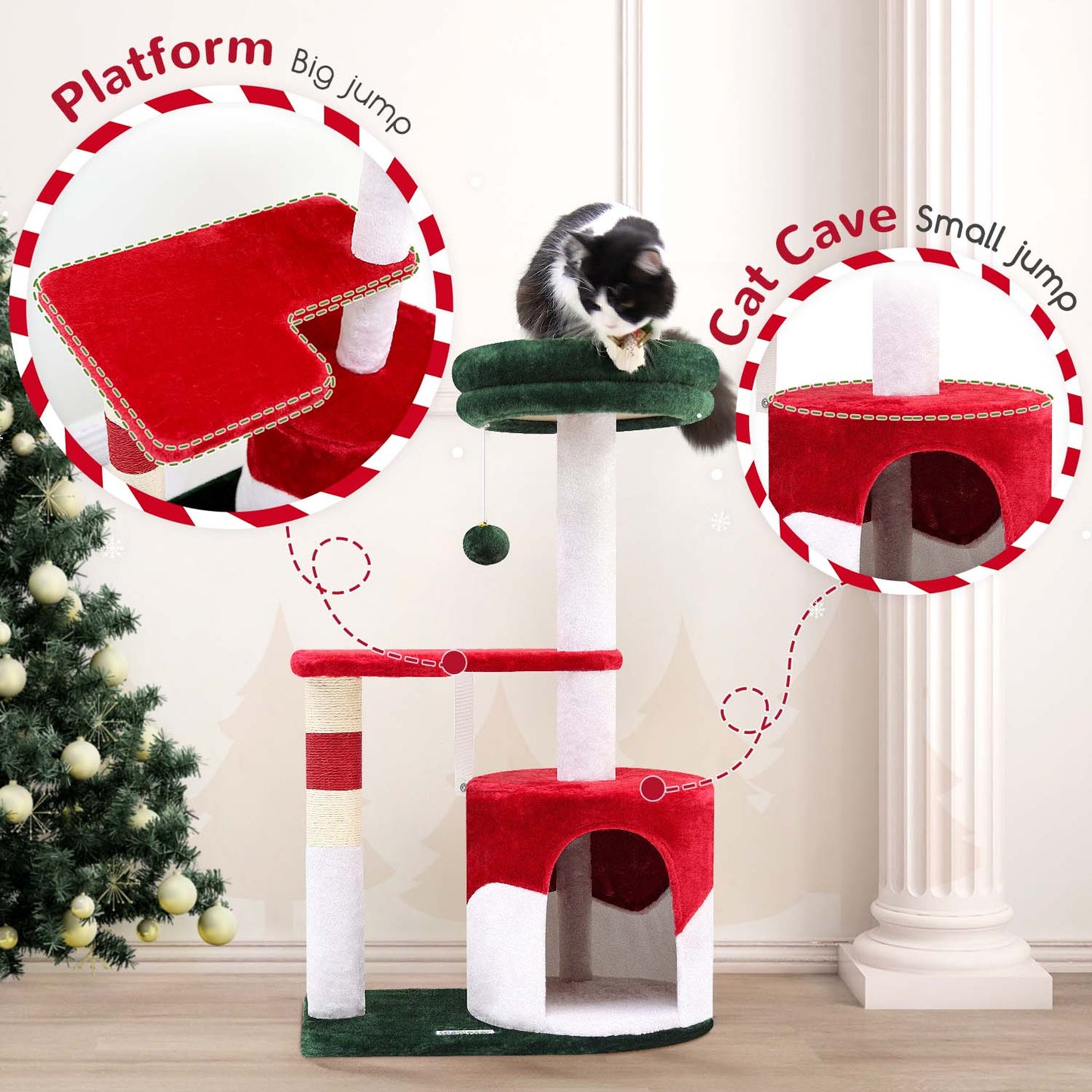 33 Inch Christmas Style Cat Climbing Frame