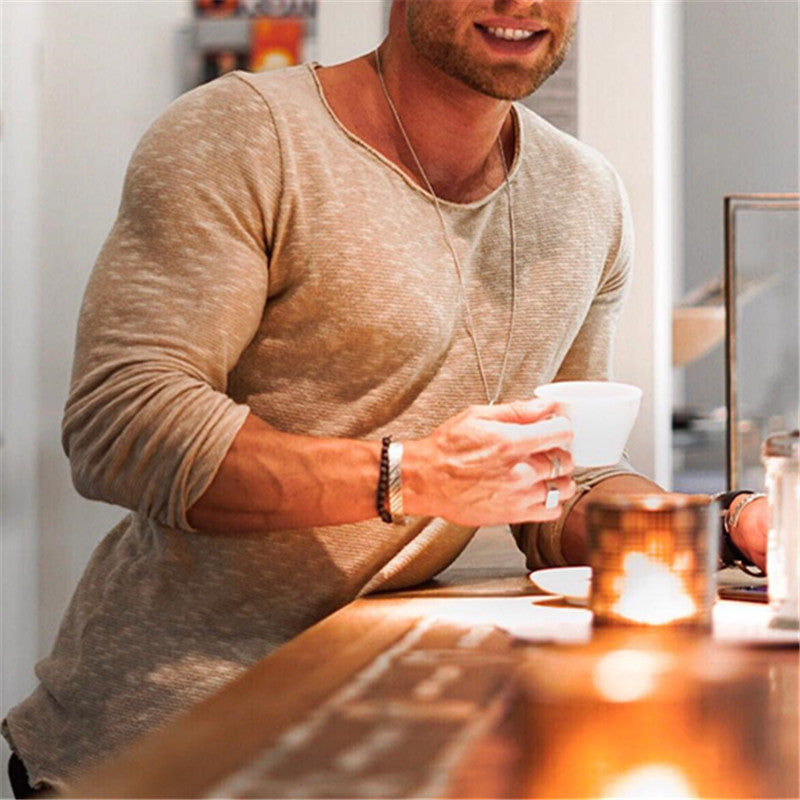 Summer Hot Style Slim T-shirt Men's Casual Long-Sleeved Shirt