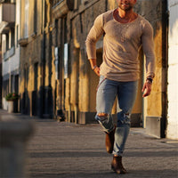 Summer Hot Style Slim T-shirt Men's Casual Long-Sleeved Shirt