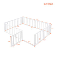Full Size Wood Daybed Frame With Fence, White