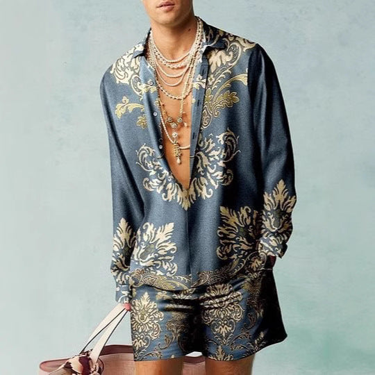 3D Digital Printing Short Sleeve Shirt Shorts Casual Suit