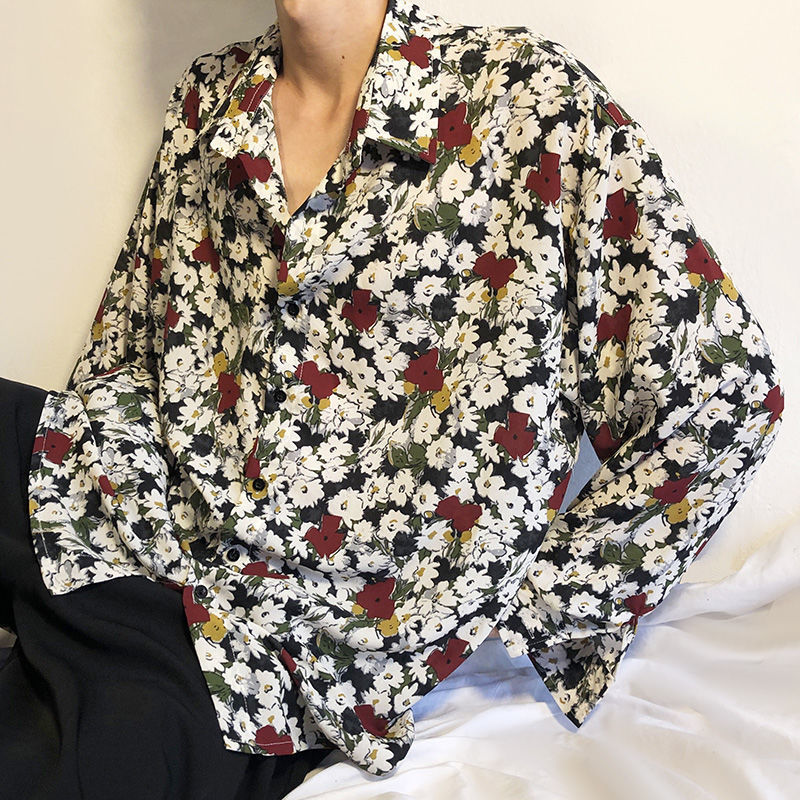 Hong Kong Style Vintage Floral Shirt Men