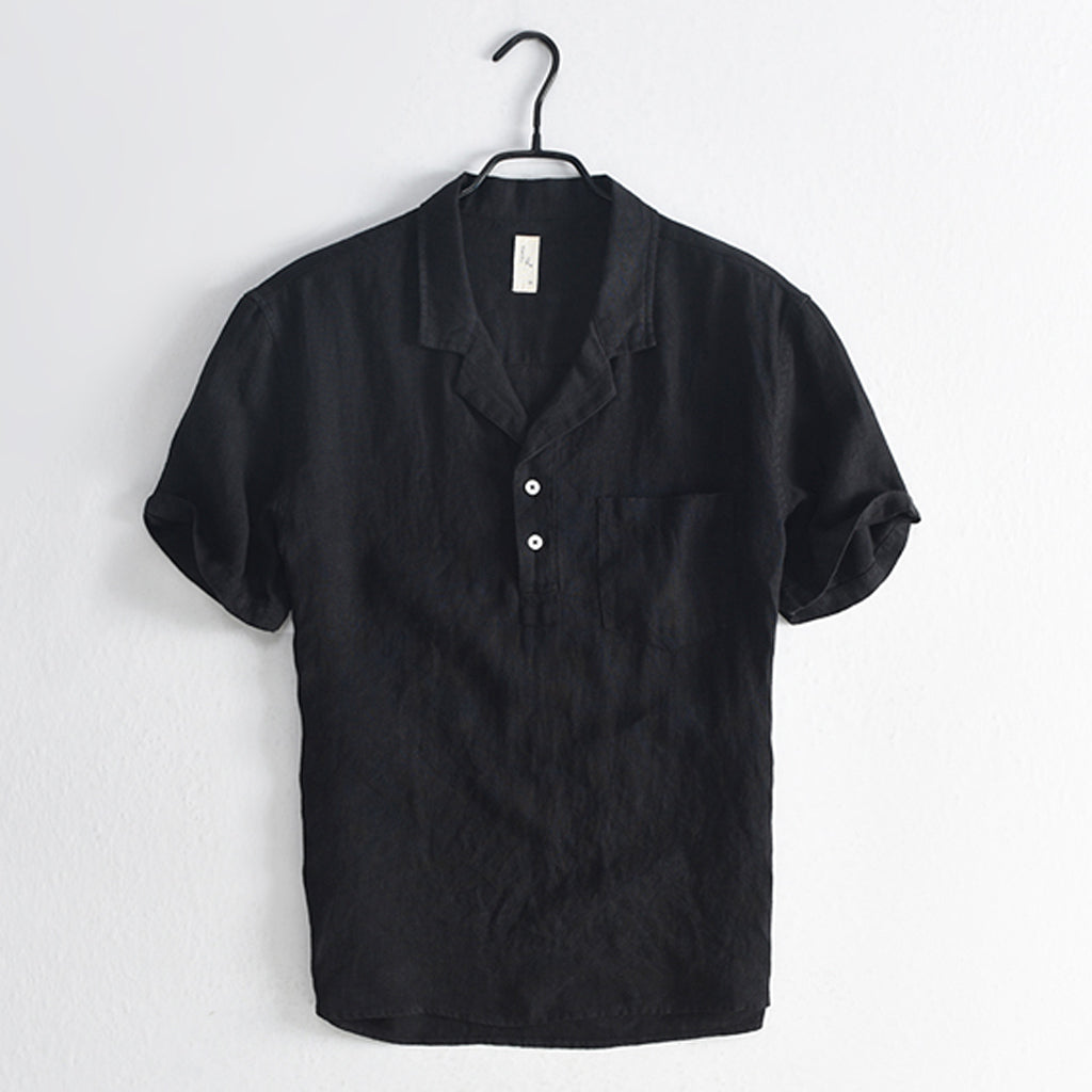Vintage Chinese style lapel slim cotton shirt