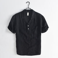 Vintage Chinese style lapel slim cotton shirt