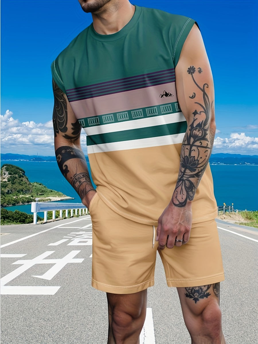 Mens Fashion Letter-Printed Sports Suit