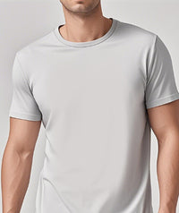 Solid-color Casual Short-sleeve Crew-neck T-shirt For Spring