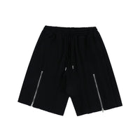 Men's Solid Color Zipper Side Slit Shorts