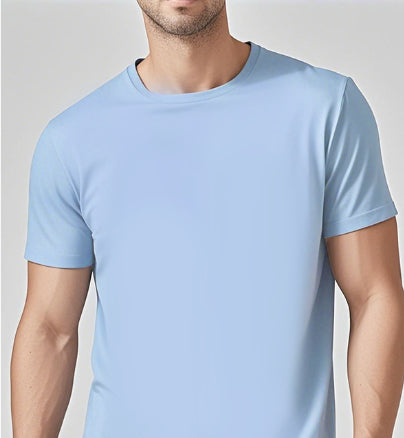 Solid-color Casual Short-sleeve Crew-neck T-shirt For Spring