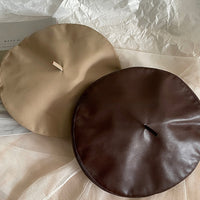Brown Beret Women's Large Head Circumference Leather