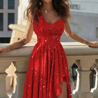 High Waist Sleeveless Long Loose And Irregular Dress
