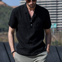 Vintage Chinese style lapel slim cotton shirt