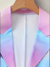 Gradient Color Elegant Suit Jacket Set, Women’s Suit Pants Set, Double Breasted Flip Leader Suit Jacket And Pants Clothing, Fashionable Women’s Clothing