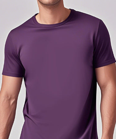 Solid-color Casual Short-sleeve Crew-neck T-shirt For Spring