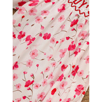 Infant Girls' Floral Smocked Romper 'DADDY'S Girl' Embroidery Short Sleeve Crew Neck Adorable Princess Party Bodysuit