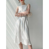 French Style Gilt Satin Dress Feminine Style