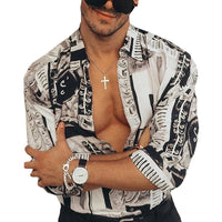 Floral Shirt Casual Business Men's Long-sleeved Trend Top