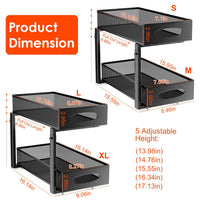 2Pcs Under Sink Organizer 2 Tier Pull Out Cabinet Baskets Storage Shelf Sliding Storage Drawers Rack With 5 Adjustable Height Mesh Baskets For Home Kitchen Bathroom Office