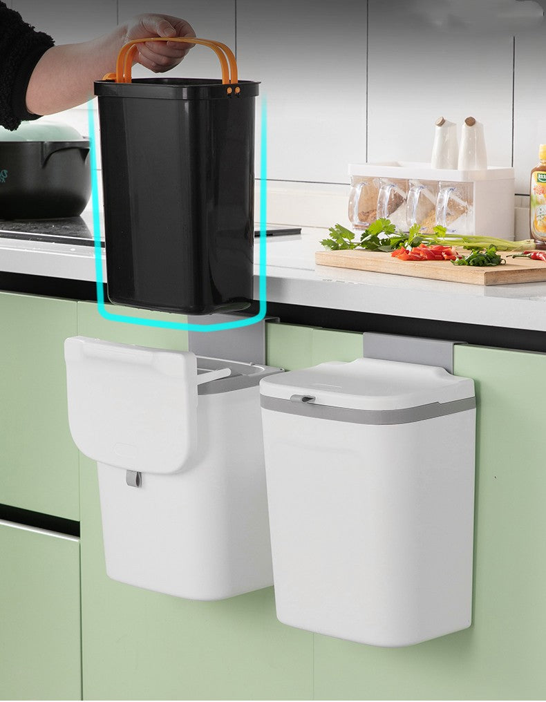 Wall-mounted Toilet Special Paper Basket Household Kitchen Waste Dry And Wet Trash Can