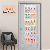 Over The Door Shoes Rack 24-Pocket Crystal Clear Organizer 6-Layer Hanging Storage Shelf For Shoes Slippers Small Toys Closet Cabinet