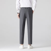 Mens Plus-Size Slim-Fit Solid-Color Capri Dress Pants