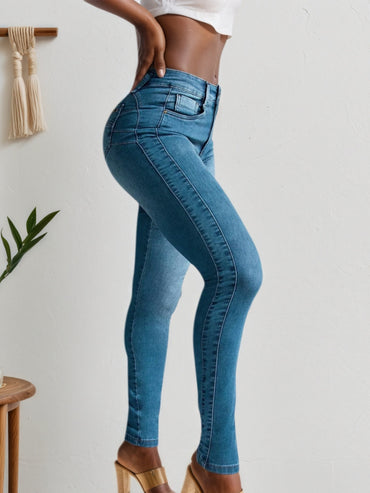 Four Season Versatile Tight Jeans, High Elasticity Slim Fit Comfortable And Fashionable, Classic Solid Color Design, Suitable For Both Casual And Formal Wear, Women's Jeans And Clothing