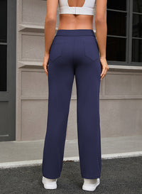 Women's New Button Up Straight Leg Pants With Pocket Loose Yoga Pants