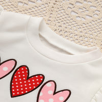 Toddler Girl's Heart Print 2-Piece Set, Crewneck Long Sleeve Ruffle Top & Flare Leg Pants