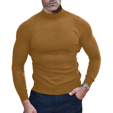 Men's Knitted Cashmere Sweater With Mid-neck For Warmth And Layering