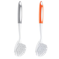 Dish Brush, 4 Pack Kitchen Scrub Brushes With PP Handle, Dish Cleaning Brushes With Curved Bristles, Ideal For Pots, Pans, Sink And Stove, 2 Gray  2 Orange