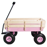 Outdoor Wagon All Terrain Pulling Wood Railing Air Tires Garden Cart