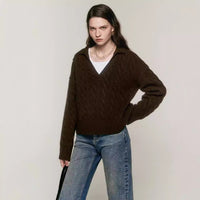 Old Money Style Pure Wool Lazy Style Polo Collar Sweater