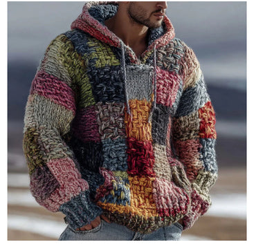 Loose-fitting  Plus-size 3D-printed Hooded Sweatshirt Top