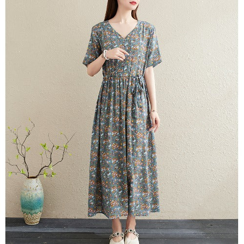New Style Loose Western Style Floral Dress