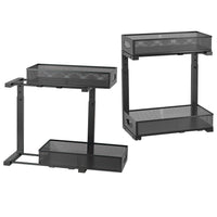 2Pcs Under Sink Organizer 2 Tier Pull Out Cabinet Baskets Storage Shelf Sliding Storage Drawers Rack With 5 Adjustable Height Mesh Baskets For Home Kitchen Bathroom Office