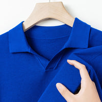 Autumn And Spring Seagull Collar 6 Wool Men's Anti-Pilling Knitted Long Sleeve Polo Shirt