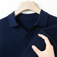 Autumn And Spring Seagull Collar 6 Wool Men's Anti-Pilling Knitted Long Sleeve Polo Shirt