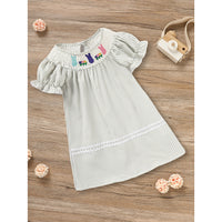 Infant Baby Girls' Easter Bunny Smocked Dress Embroidered Short Sleeve Casual Summer Dress