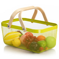 Wooden Handle Mesh Basket Fruit Basket