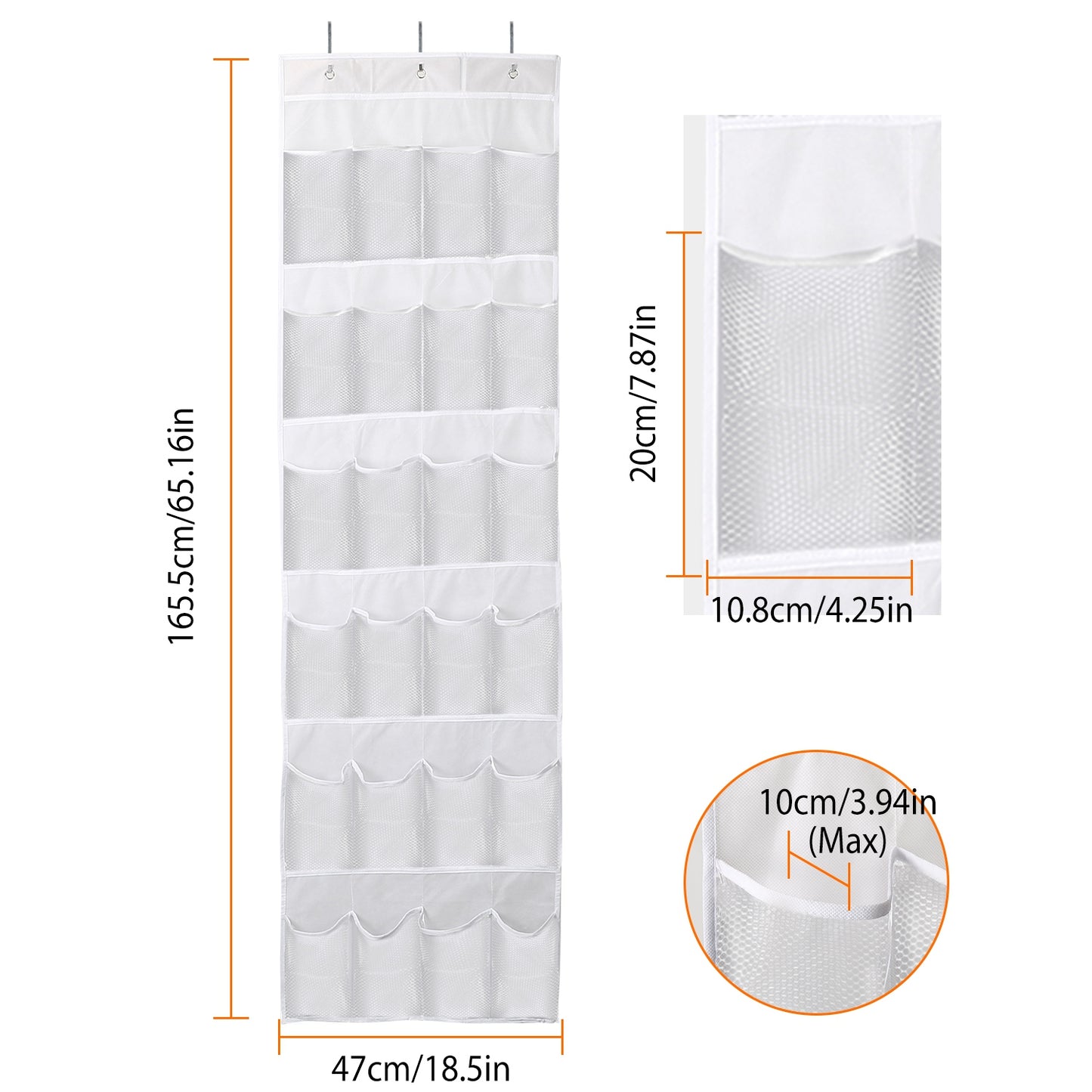 Over The Door Shoes Rack 24-Pocket Crystal Clear Organizer 6-Layer Hanging Storage Shelf For Shoes Slippers Small Toys Closet Cabinet