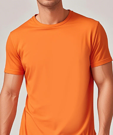 Solid-color Casual Short-sleeve Crew-neck T-shirt For Spring