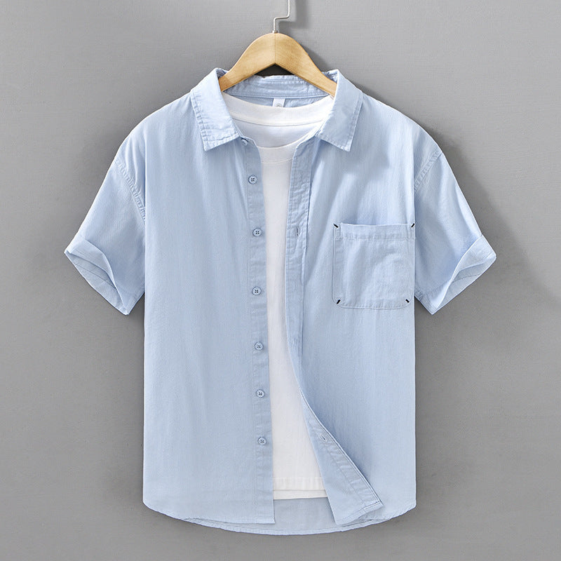 Summer Men's Casual Short-sleeved Cotton Shirt