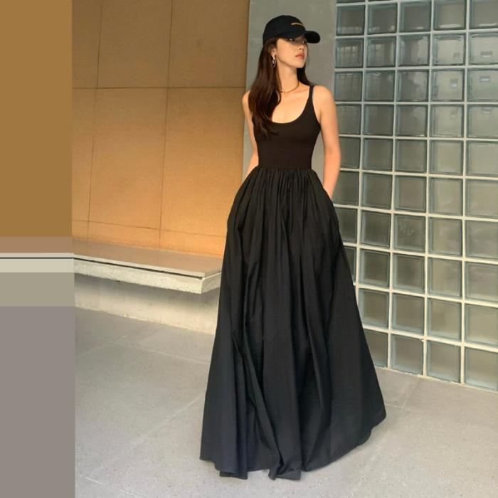 French Style Platycodon Grandiflorum Hepburn Style Sleeveless Vest Dress
