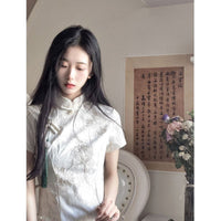 New Chinese Style National Style Retro White Improved Cheongsam