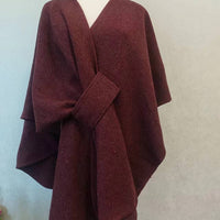 Fur Collar Fur Ball Knitted Cardigan Cape And Shawl