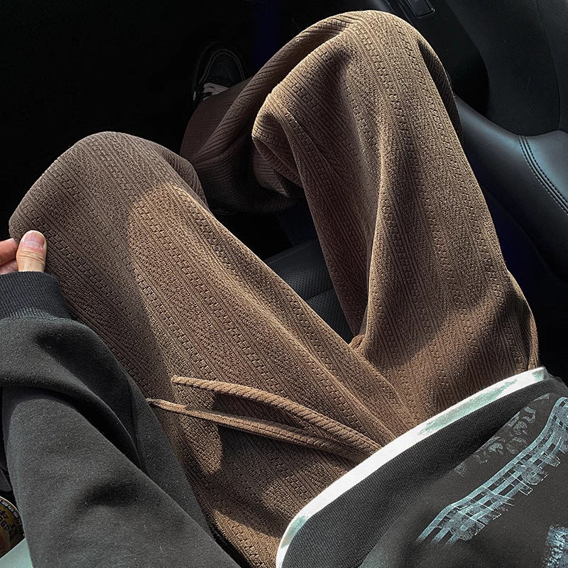 Wheat Pattern Men's Heavy Casual Pants Retro Drape Wide Leg