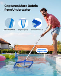 Swimming Pool Cleaing Kit With Leaf Skimmer Bag Rake Nets & 2 Brush Heads